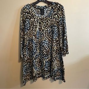 Premise Abstract Floral Print Tunic Top size Medium 3/4 Sleeves